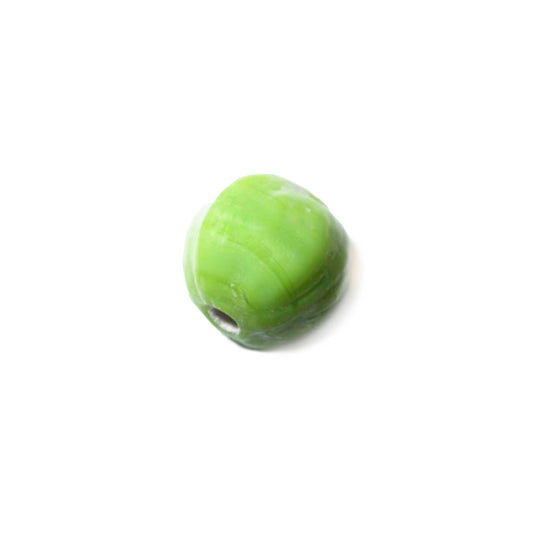 Green glass bead with melon form stripes