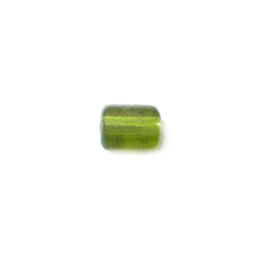 Green tubeform glass bead, luster