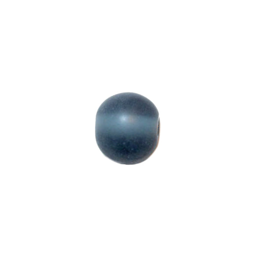 Round, frosted grey glass bead