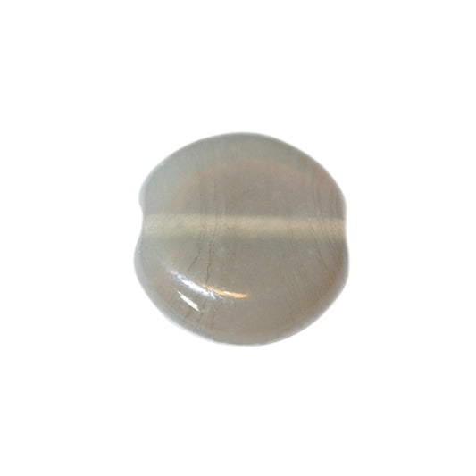 Grey, flat round glass bead