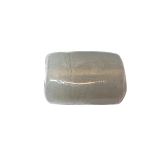 Grey, oblong glass bead