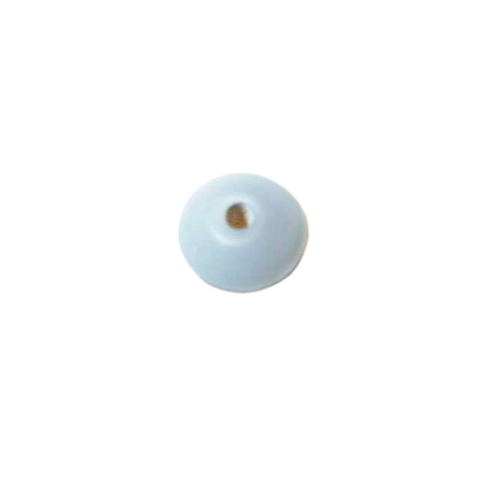 Light grey, discform frosted glass bead