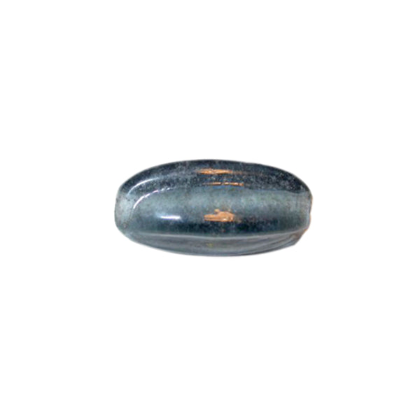 Grey, oblong glass bead