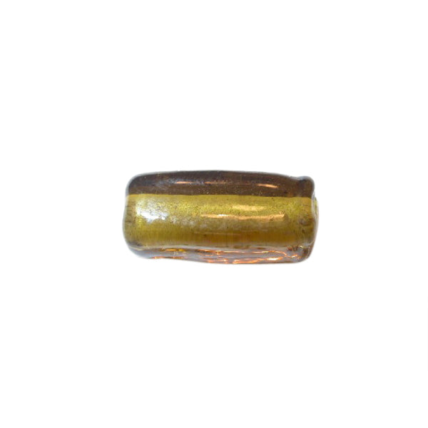 Brownyellow oblong glass bead