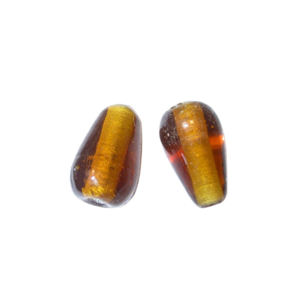 Brownyellow dropform glass bead