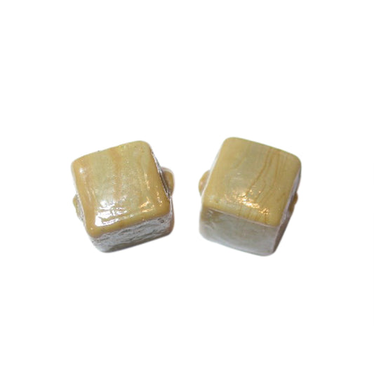 Brownbeige square glass bead gloss