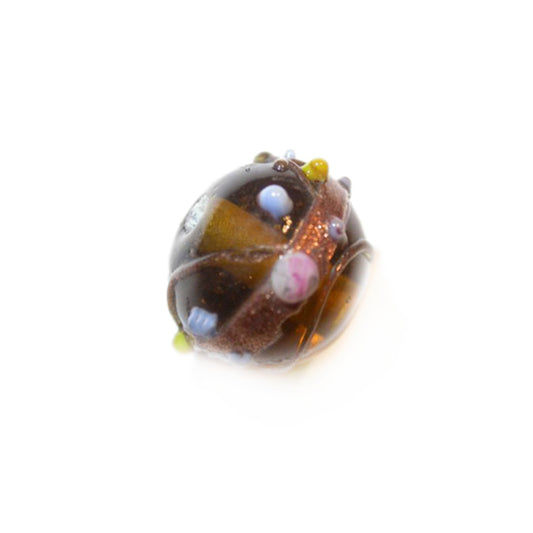 Italian style, round, brown glass bead