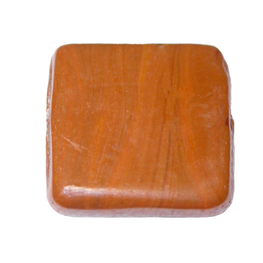 Brown flat square glass bead