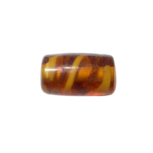 Brown glass bead with stripes