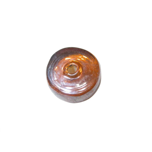 Brown discform  glass bead with gloss