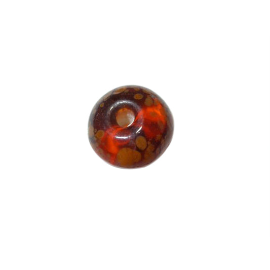 Brown discusform glass bead with lighter spots