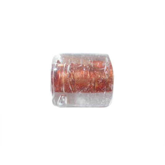 Transparent glass bead with orangebrown inside