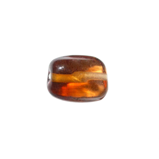 Brown glass bead, coloring from dark to light brown