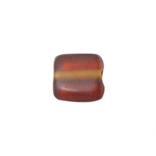 Brown, frosted square glass bead