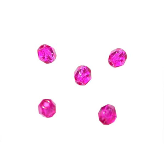 Fuchsia faceted glass bead 4mm