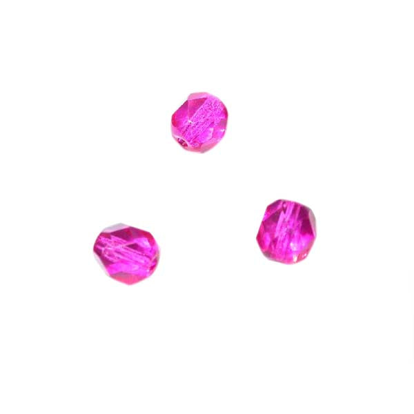 Fuchsia fire polished faceted glass bead 6 mm