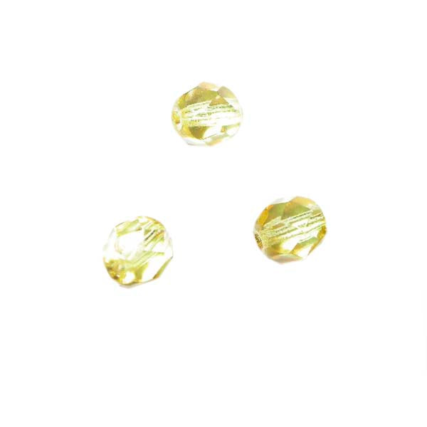 Yellow fire polished faceted glass bead 6 mm