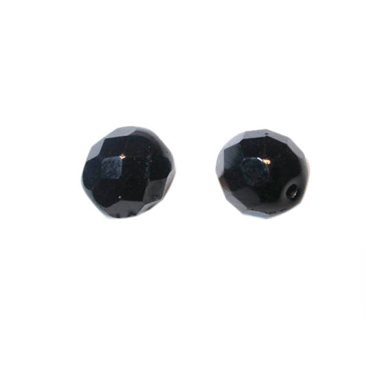 Onyx fire polished faceted glass bead 8 mm