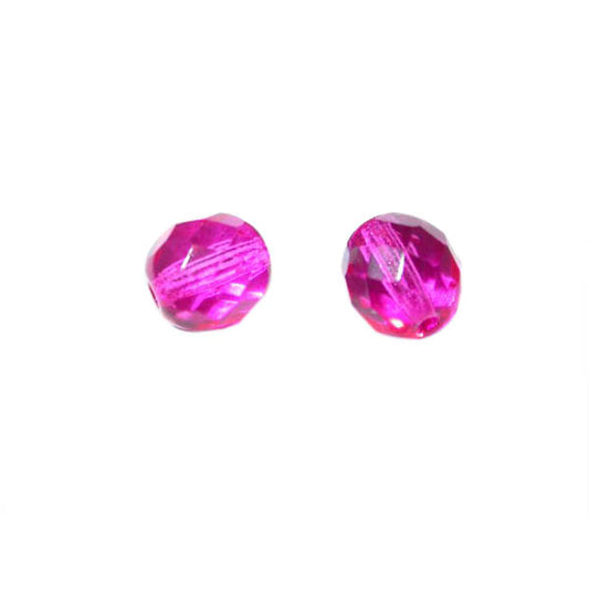 Fuchsia fire polished faceted glass bead 8mm