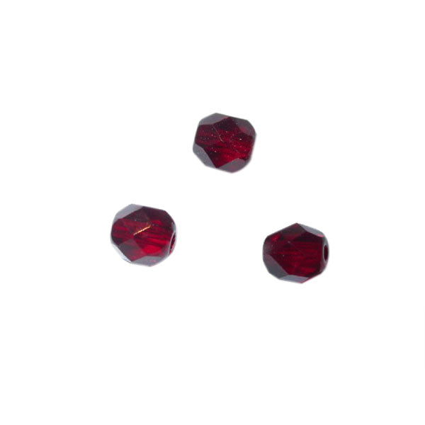 Dark red faceted glass bead