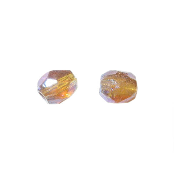 Light brown fire polished faceted glass bead 8 mm