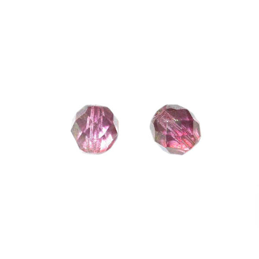 Brownpink fire polished faceted glass bead 8 mm