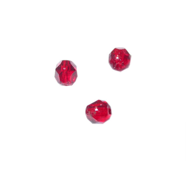 Red faceted glass bead 4 mm