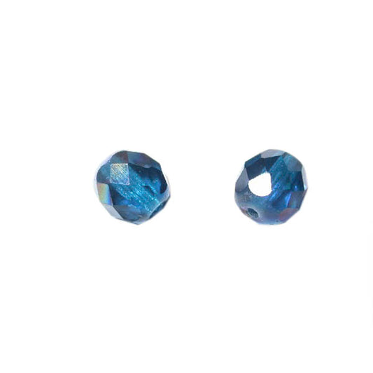 Dark blue faceted glass bead 8 mm