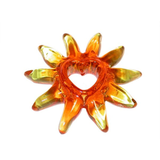 Orange Acrylic sun with a heart in the middle