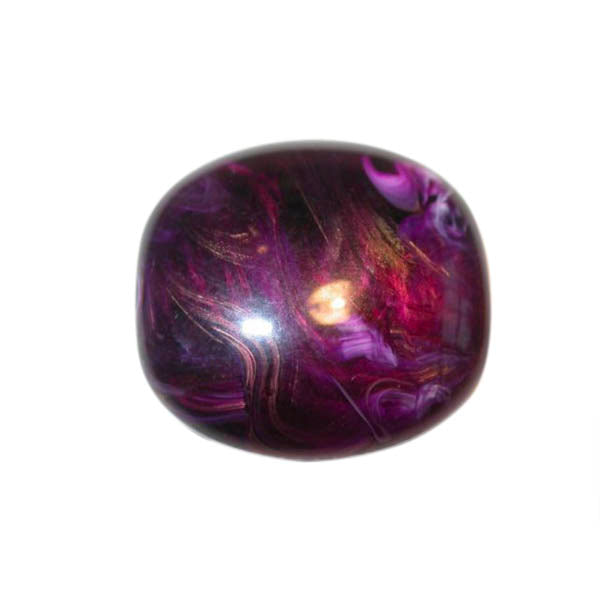 Purple polyester bead with stains