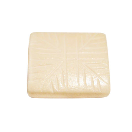 Cream, square bone bead