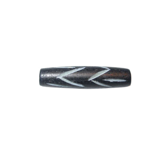 Blackbrown/white bone bead