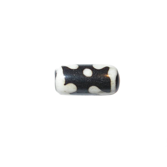 Blackbrown/white bone bead