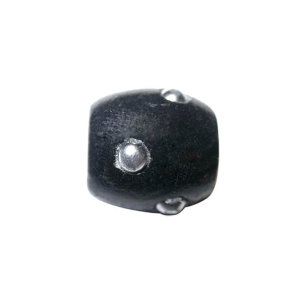 Wooden bead, black with silvercoloured dots