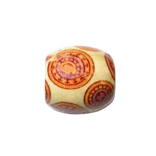 Wooden bead, yellow with drawing