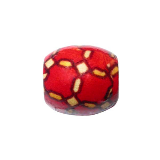 Wooden bead, red with drawing