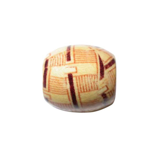 Wooden bead, beige with drawing