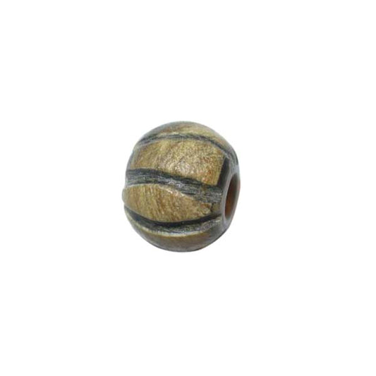 Round wooden bead with stripes