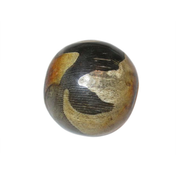 Beige with black, big round bone bead