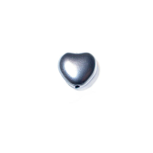 Pearl Dark Silver,  heart 8 mm