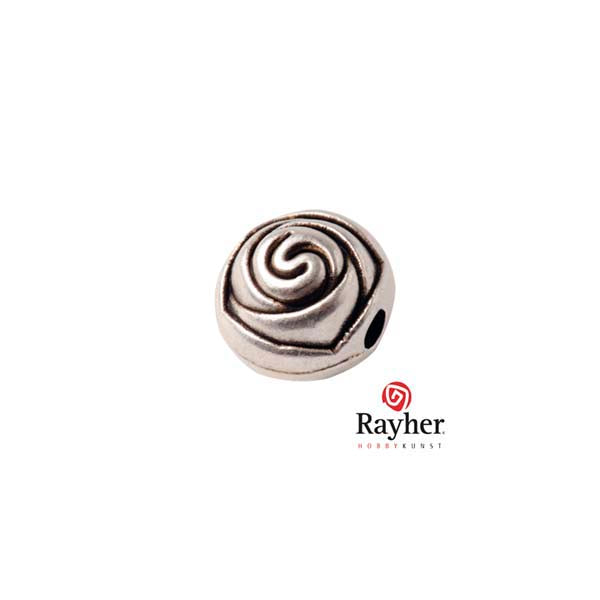 Siver colored metal bead in rose shape