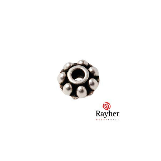 Silver colored metal wheel bead