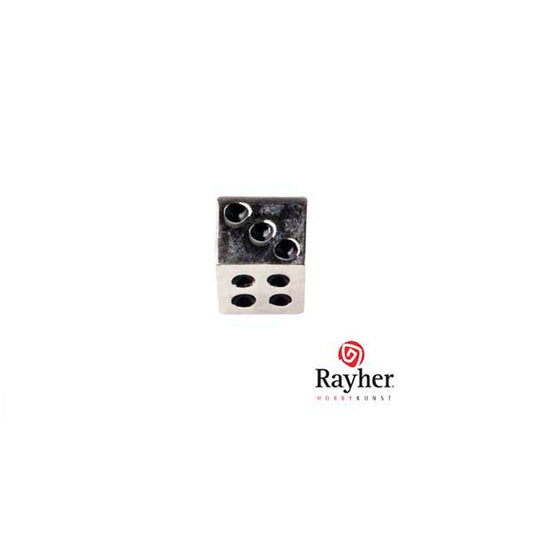 Silver colored metal deco element dice