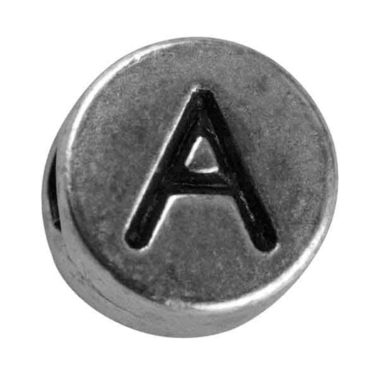 Silver colored metal letter bead "A" from Rayher