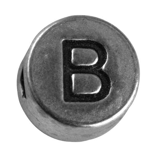 Silver colored metal letter bead "B" from Rayher