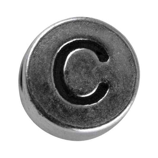 Silver colored metal letter bead "C" from Rayher