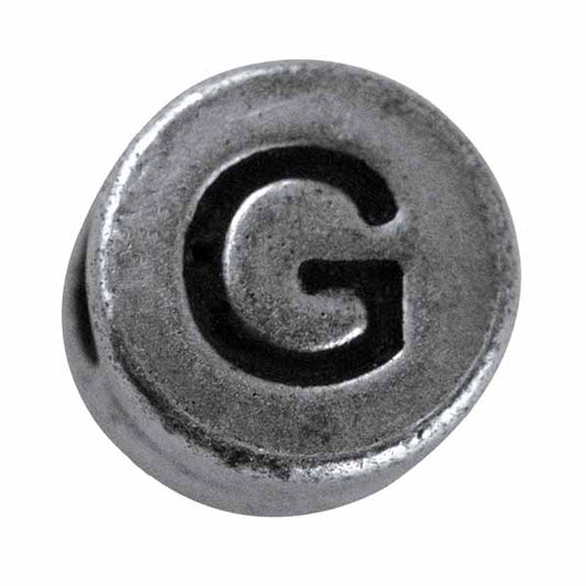 Silver colored metal letter bead "G" from Rayher