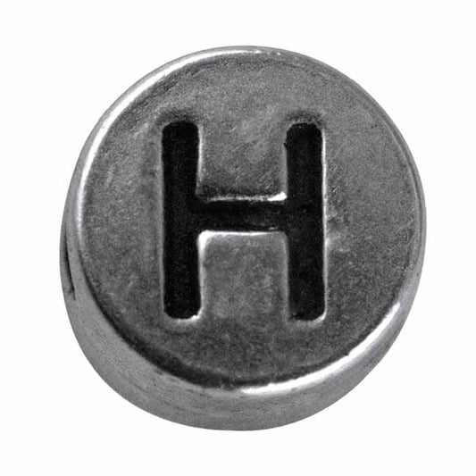 Silver colored metal letter bead "H" from Rayher