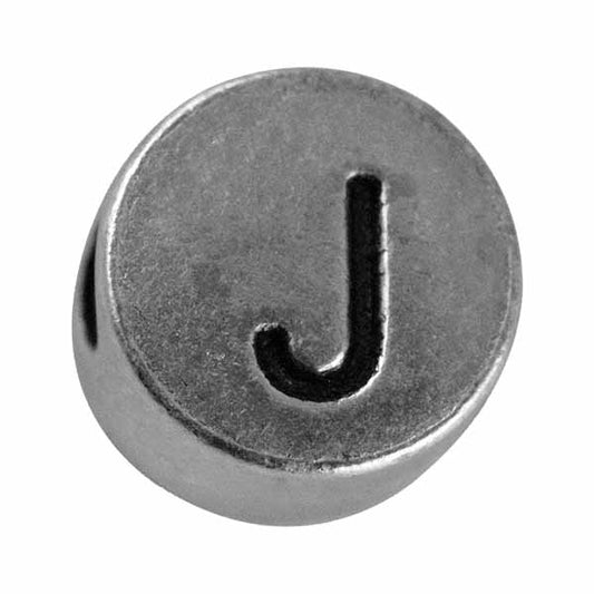 Silver colored metal letter bead "J" from Rayher