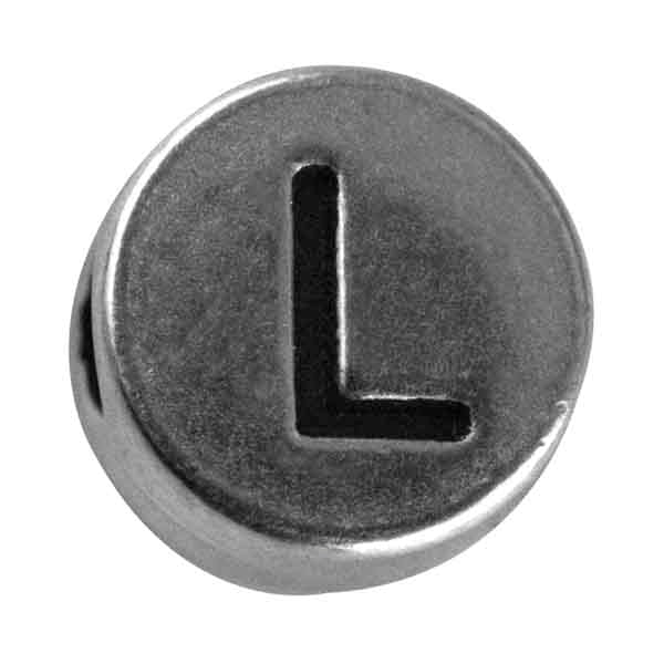 Silver colored metal letter bead "L" from Rayher